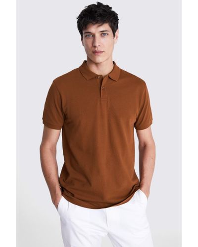 Moss Rust Piqué Polo Shirt - Brown
