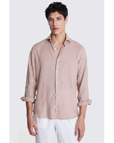 Moss Tailored Fit Dusty Linen Shirt - Pink