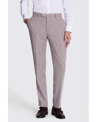 Moss Slim Fit Copper Houndstooth Trousers - Purple
