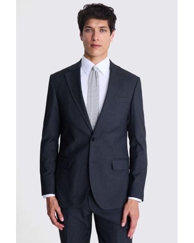 Moss Tailored Fit Charcoal Stretch Suit Jacket - Blue