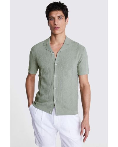 Moss Sage Pointelle Knitted Shirt - Green