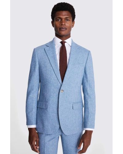 Moss Tailored Fit Aqua Donegal Suit Jacket - Blue