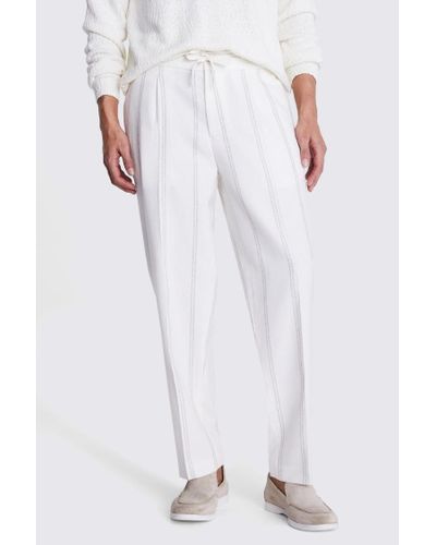 Moss Ecru Stripe Beach Trousers - White