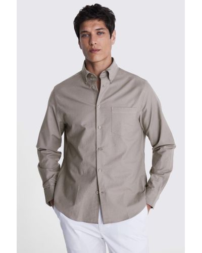 Moss Dark Taupe Washed Oxford Shirt - Brown
