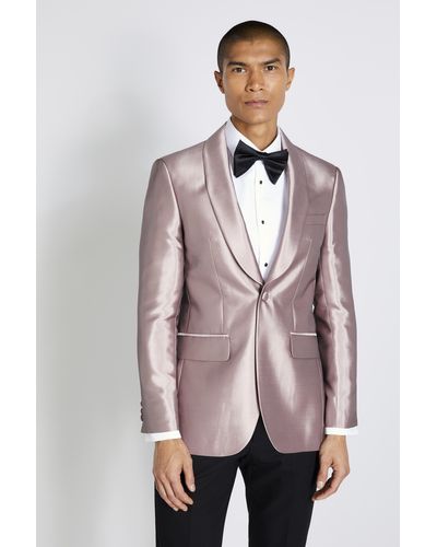 Moss Slim Fit Pink Champagne Tuxedo Jacket - Natural
