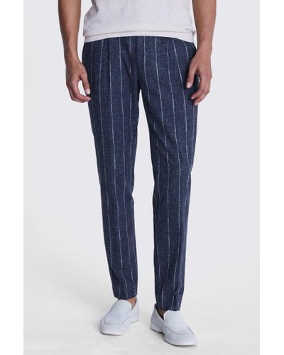 Moss Italian Tailored Fit Stripe Trousers - Blue