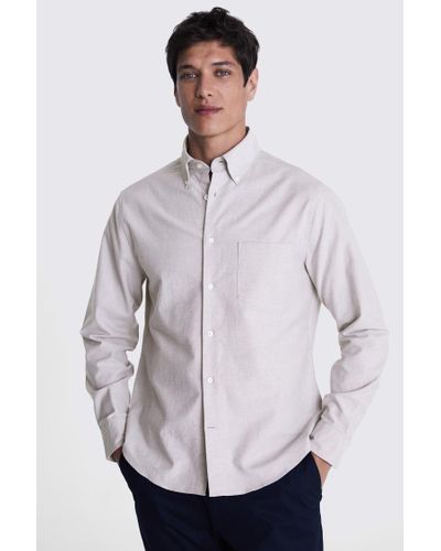 Moss Light Taupe Washed Oxford Shirt - Natural