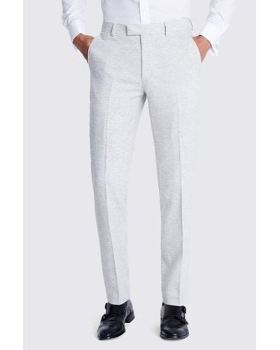 Moss Tailored Fit Light Donegal Trousers - White