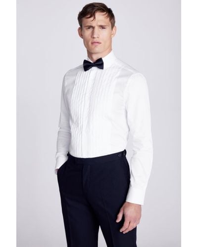 Moss Tailored Fit Premium Pleated Dress Shirt - White