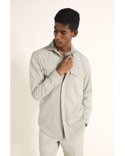 Moss Tailored Fit Sage Western Shirt - Natural
