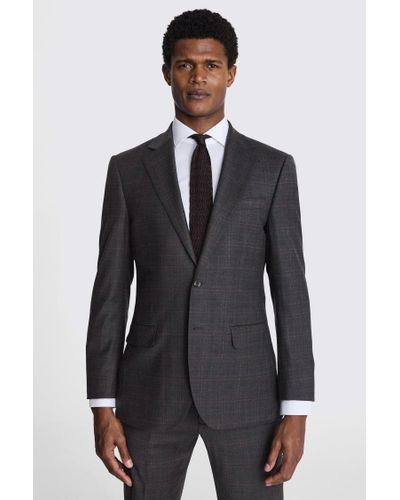 Moss Tailored Fit Check Performance Suit Jacket - Grey