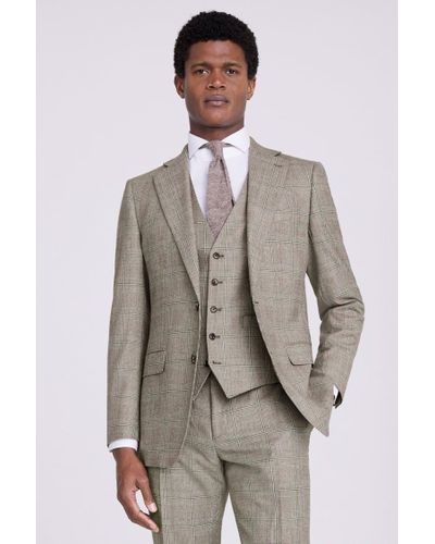 Moss Tailored Fit Neutral Performance Suit Jacket - Natural