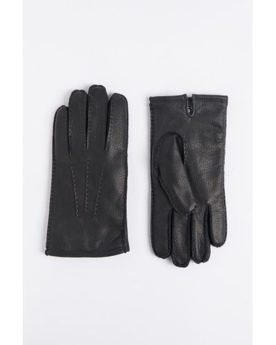 Moss Shearling Leather Gloves - Black