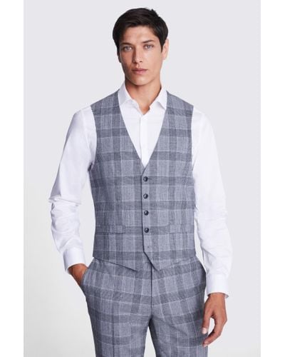 Moss Tailored Fit & Check Waistcoat - Grey