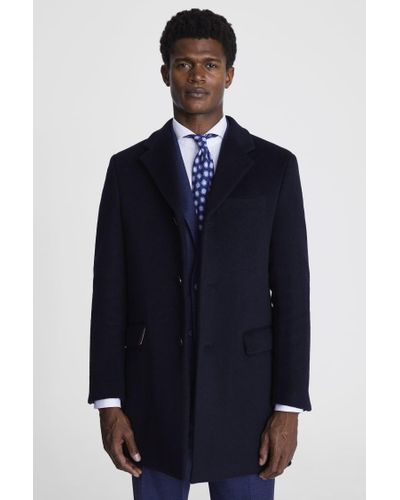 Moss Wool Cashmere Blend Overcoat - Blue