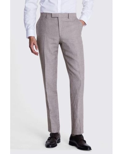 Reda Italian Slim Fit Light Taupe Trousers - Grey