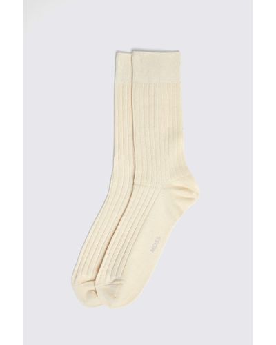 Moss Off- Fine Ribbed Socks - White