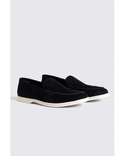 Moss Lewisham Suede Casual Loafer - Black