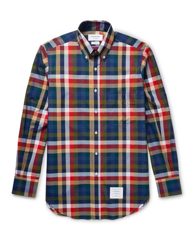 thom browne checked shirt