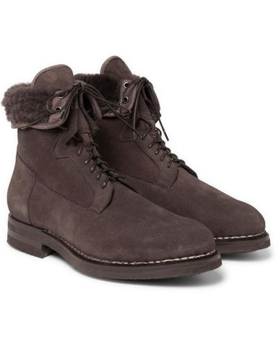 santoni shearling boots