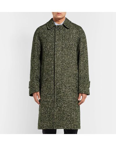 green herringbone coat