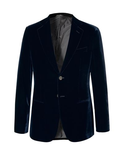 Giorgio Armani Navy Slim-fit Velvet Tuxedo Jacket in Blue for Men - Lyst