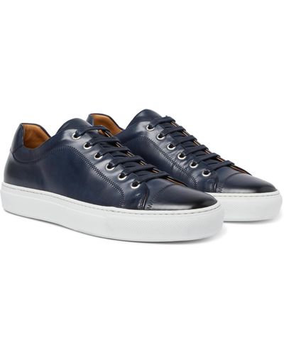 BOSS by Hugo Boss Mirage Burnished-leather Sneakers in Navy (Blue) for Men  - Lyst