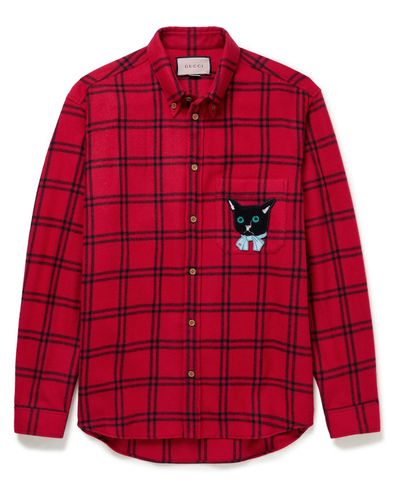 red gucci collar shirt