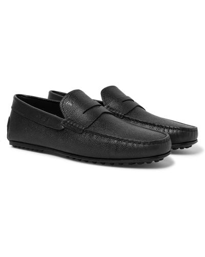 Tod's City Gommino Pebble-grain Leather Penny Loafers in Black 