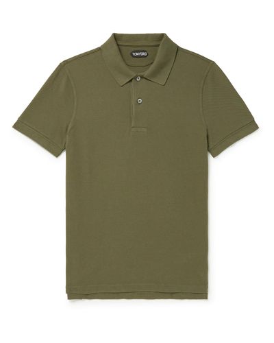 Tom Ford Garment-dyed Cotton-piqué Polo Shirt in Green for Men - Lyst