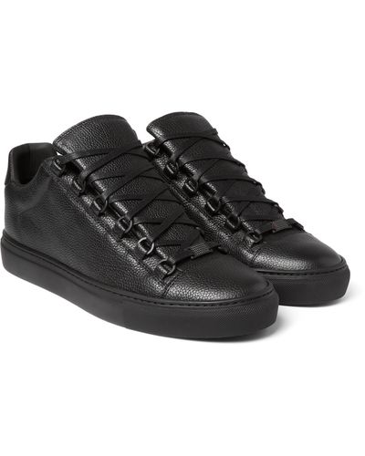 Balenciaga Arena Full-grain Leather Sneakers in Black for Men | Lyst