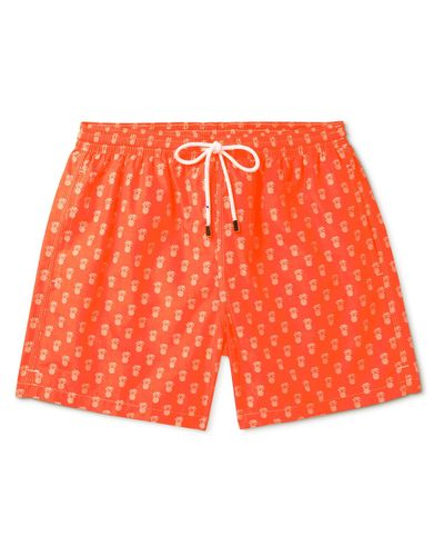 Anderson & Sheppard Linen Mid-length Printed Swim Shorts in Orange for ...