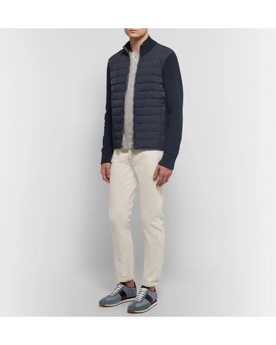 ribbed wool and quilted shell down jacket