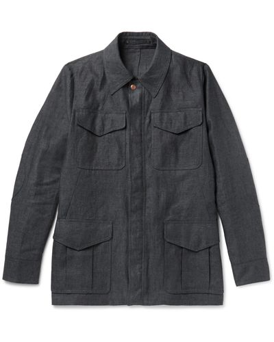 private white linen field jacket