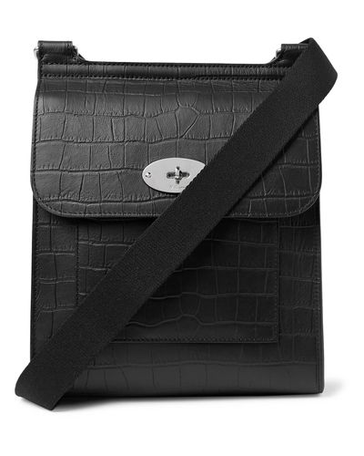 Mulberry Antony Croc-effect Leather Messenger Bag in Black for Men - Lyst