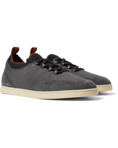 Loro Piana Soho Walk Suede-trimmed Merino Wool Sneakers in Gray for Men -  Lyst