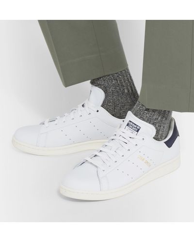 adidas Originals Leather Stan Smith Nubuck Sneakers in White for Men - Lyst