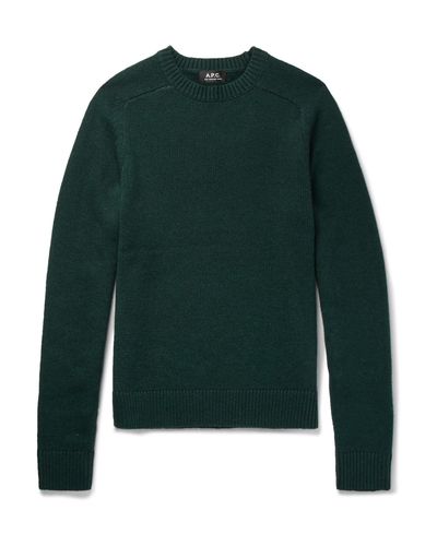A.P.C. Jon Merino Wool And Yak-blend Sweater in Green for Men - Lyst