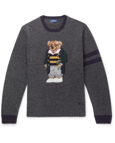 Polo Ralph Lauren Bear Sweater in Grey Heather (Grey) for Men | Lyst ...