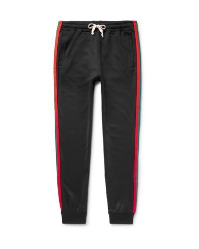 Gucci Canvas Tapered Webbing-trimmed Tech-jersey Sweatpants 