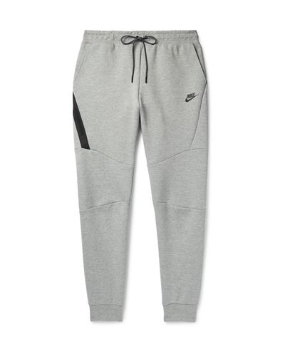 Nike Slim-fit Tapered Mélange Cotton-blend Tech Fleece Sweatpants in Gray for Men - Lyst