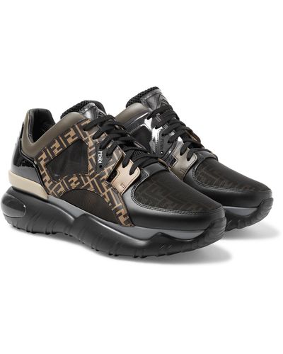 Fendi Leather Fancy Chunky Logo Print Shoe in Black for Men - Lyst