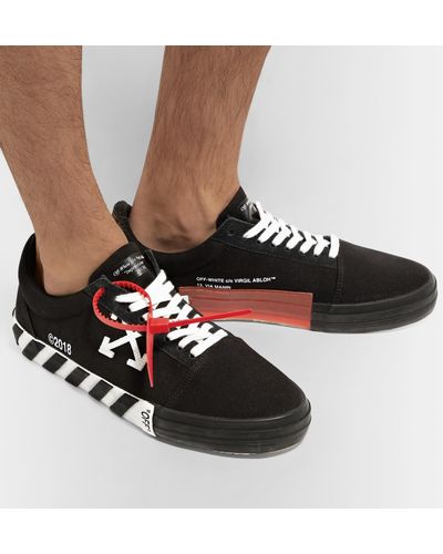 vulcanised striped low top sneakers