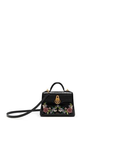 mulberry micro seaton black croc