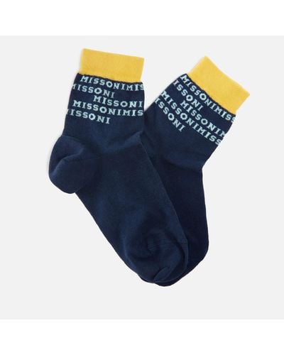 Missoni Logo Cotton-Blend Socks - Blue
