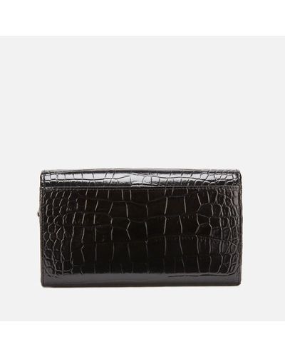kensington croc embossed leather wallet on a chain