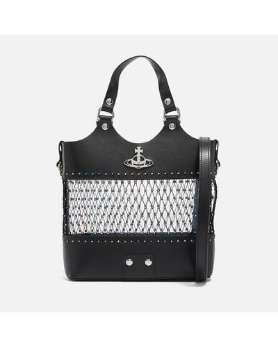 Vivienne Westwood Roxy Embellished Mesh And Leather Tote Bag - Black