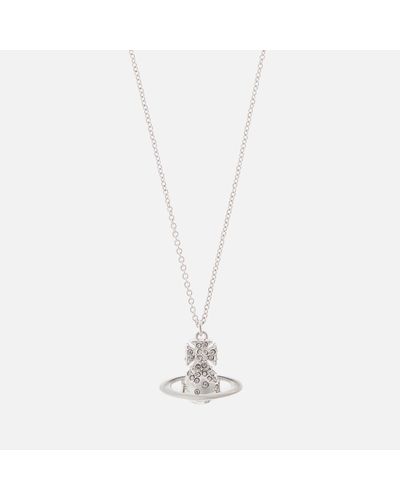 Vivienne Westwood Porfino Bas Relief Silver-tone Brass And Crystal Pendant - White