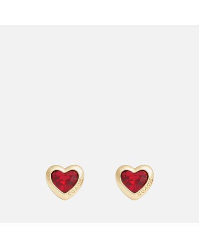COACH Heart Stud Earrings - Red