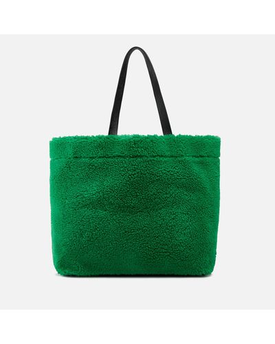 Stand Studio Large Faux Shearling Tote Bag - Green